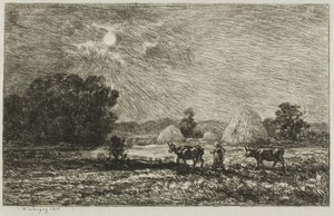 Maanlicht in Valmondois door Charles Francois Daubigny
