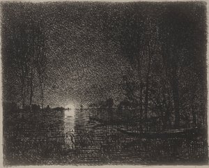 Nachtstuk, originele indruk 1862, gedrukt in 1921 door Charles Francois Daubigny