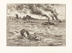 Stoomschepen door Charles Francois Daubigny