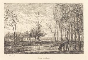 Zonsondergang door Charles Francois Daubigny