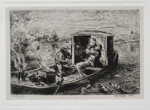 De Boottocht: Smullen of Lunchen op de Boot, 1861 door Charles Francois Daubigny