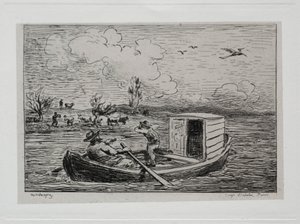 De boottocht: Le Mot de Cambronne De scheldpartij, 1861 door Charles Francois Daubigny