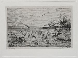De boottocht: Vreugde van de vissen bij het vertrek van de kajuitjongen De vis, 1861 door Charles Francois Daubigny