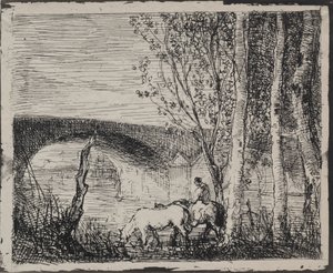 De Brug, originele indruk 1862, gedrukt in 1921 door Charles Francois Daubigny