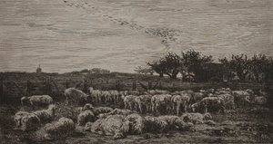 De Grote Schaapskooi, 1860 door Charles Francois Daubigny