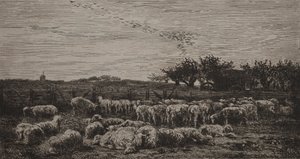 De grote schaapskooi door Charles Francois Daubigny
