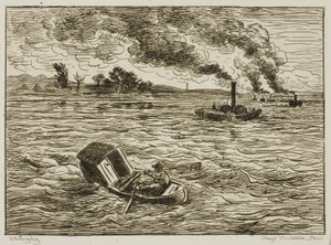De stoomschepen door Charles Francois Daubigny