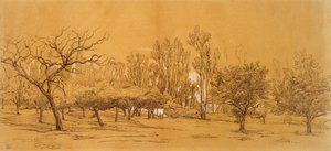 Uitzicht op een boomgaard in Saint-Denis door Charles Francois Daubigny