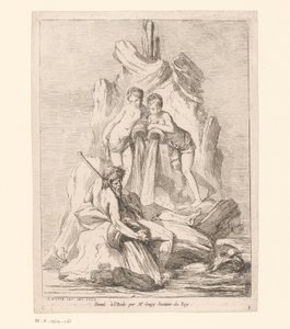Fontein met twee nimfen en een riviergod door Charles Francois Hutin