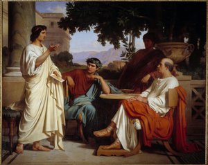 Virgile, Horace en Varius bij Mecene