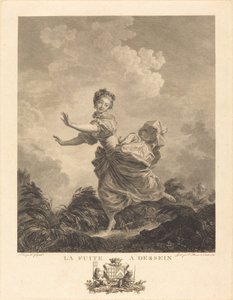De Opzettelijke Vlucht door Charles François Adrien Macret and Jacques Couché after Jean Honoré Fragonard