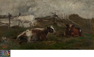 Koeien in de wei door Charles Francois Daubigny