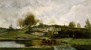 Sluis in de Optevoz vallei door Charles Francois Daubigny