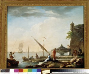 Middellandse Zeehaven bij de fontein door Charles François Grenier de Lacroix