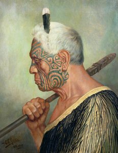 Een Maori Krijger door Charles Frederick Goldie