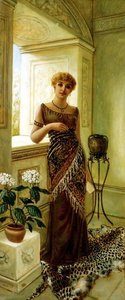 Klassieke Vrouw bij een Raam door Charles Frederick Lowcock