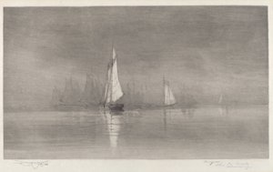 Ongetiteld havenscène met zeilboten, ca. 1900