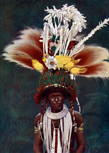 Een Roro-hoofdman gekleed voor een ceremoniële dans, Papoea-Nieuw-Guinea, 1920 door Charles Gabriel Seligman