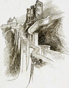 Kasteel van Scarborough, North Yorkshire, 1892-1933 door Charles George Harper