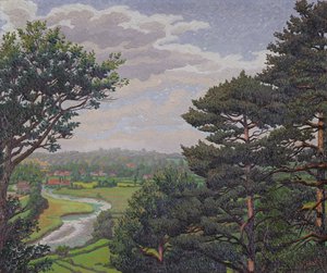 De rivier Avon, nabij Salisbury door Charles Ginner