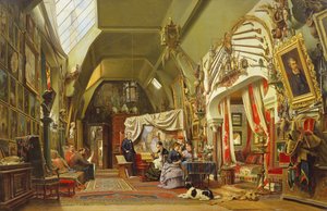 Eugene Giraud (1806-81) in zijn studio met zijn broer, Charles en zijn zoon, Victor
