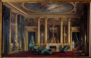 Interieur van de woonkamer met de heer en mevrouw Parent