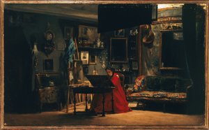 Prinses Mathilde (1820-1904) in haar atelier, rue de Courcelles, circa 1860 (olieverf op doek) door Charles Giraud