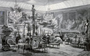 Wintertuin van Prinses Mathilde, gouache en inkttekening door Charles Giraud