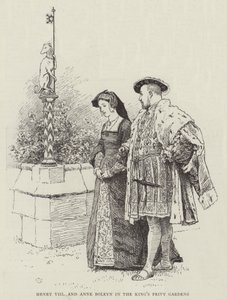 Hendrik VIII en Anne Boleyn in de Privétuinen van de Koning door Charles Green