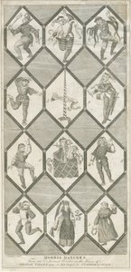 Betley Glasraam - Morris Dansers: gravure door Charles Grignion