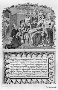 Earl Rivers presenteert zijn boek aan koning Edward IV, ca. 1477, eind 18e of begin 19e eeuw door Charles Grignion