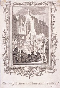 Scène van protestanten die worden verbrand in Smithfield door Charles Grignion