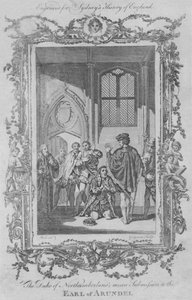 De hertog van Northumberland onderwerpt zich aan de graaf van Arundel, 1773 door Charles Grignion