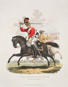 Eerste regiment van de Life Guards, nieuw uniform, gegraveerd door Joseph Constantine Stadler, 1815