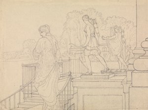 Portiek met beelden, Easton Neston, Northants door Charles Hamilton Smith