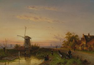 Molen bij zonsondergang