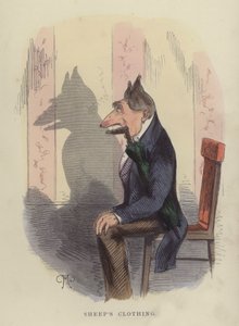 Schaapskleren (gekleurde gravure) door Charles Henry Bennett