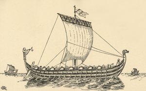 Het Normandische schip gebaseerd op het Tapijt van Bayeux, 1931 door Charles Henry Bourne Quennell