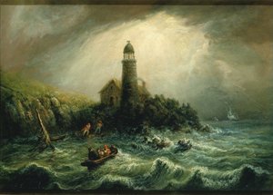Uitzicht op zee van de vuurtoren van Cape Poge door Charles Hubbard