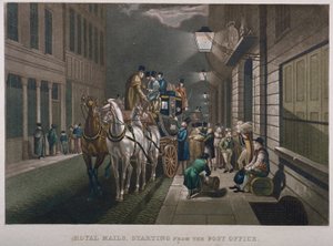Postkoets buiten het Hoofdpostkantoor, Lombard Street, City of London door Charles Hunt