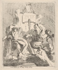 Ontwerp voor een fontein met een zittende nimf links en een triton die een schelp naar zijn mond houdt, 1768