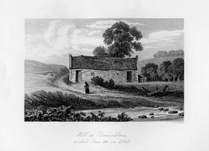 Molen bij Bannockburn, waar James III van Schotland werd gedood in 1488, 1840