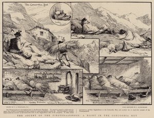 De Beklimming van de Finsteraarhorn, een Nacht in de Concordia Hut door Charles J. Staniland