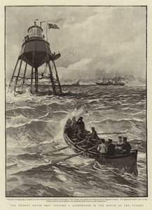 Het schip van Trinity House bezoekt een vuurtoren in de monding van de Theems door Charles J. Staniland