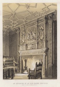 Een interieur in een oud huis, Enfield, bekend als het paleis van koningin Elizabeth