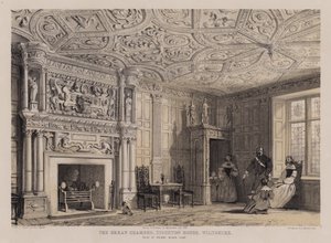 De grote kamer, Stockton House, Wiltshire, zetel van Henry Biggs (kleur litho) door Charles James Richardson