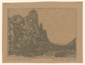 Landschap met steile rots door Charles James Wright (signed by artist)