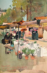 Bloemenmarkt Parijs, 1890, 1897 door Charles John Watson