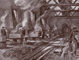 Het maken van kettingen voor het schip (litho)
