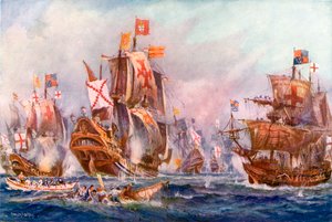 De glorieuze overwinning van Elizabeths zeelieden op de Spaanse Armada